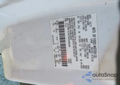 2013 Ford F-150 Xl from USA, damaged, VIN 1FTMF1CM7DKE58228